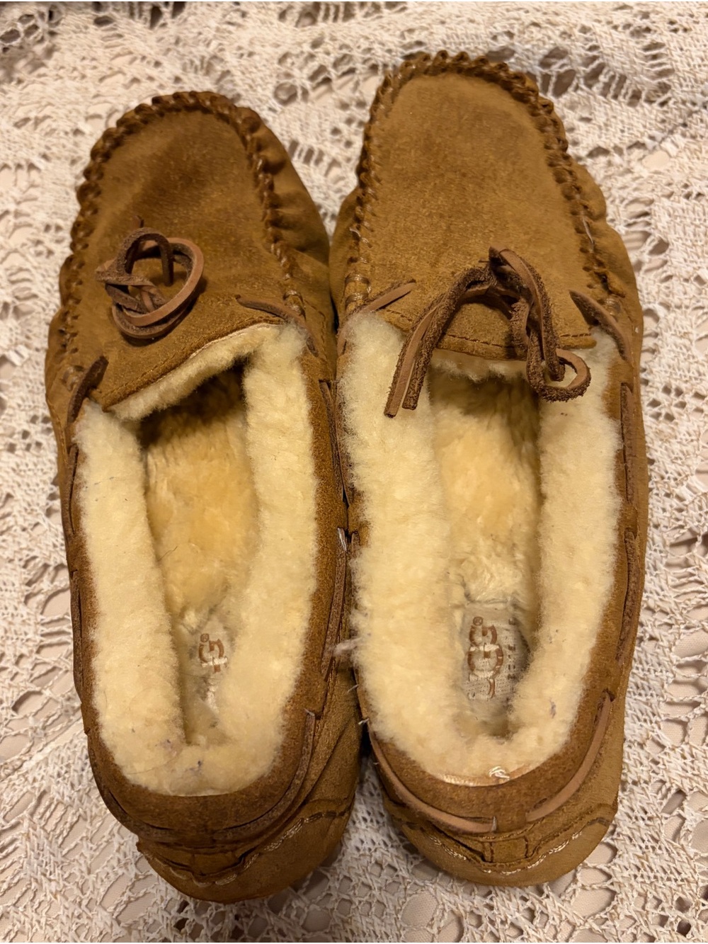 UGG Kids Chestnut Suede Moccasin Slippers